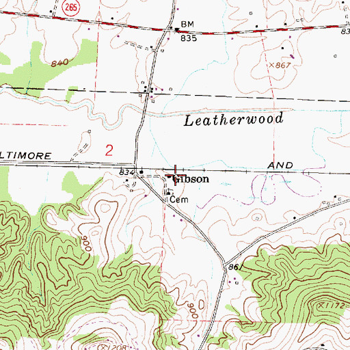 Topographic Map of Gibson, OH