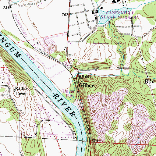 Topographic Map of Gilbert, OH
