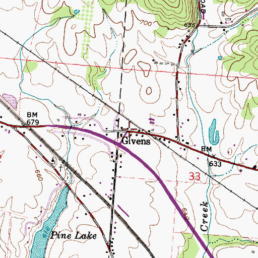 Topographic Map of Givens, OH