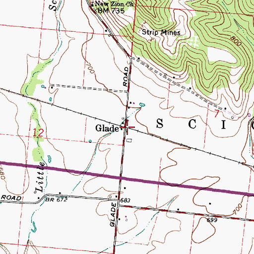 Topographic Map of Glade, OH