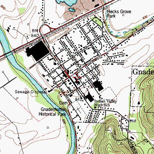 Topographic Map of Gnadenhutten, OH