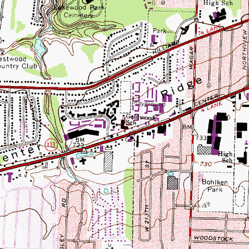 Topographic Map of Goldwood School, OH