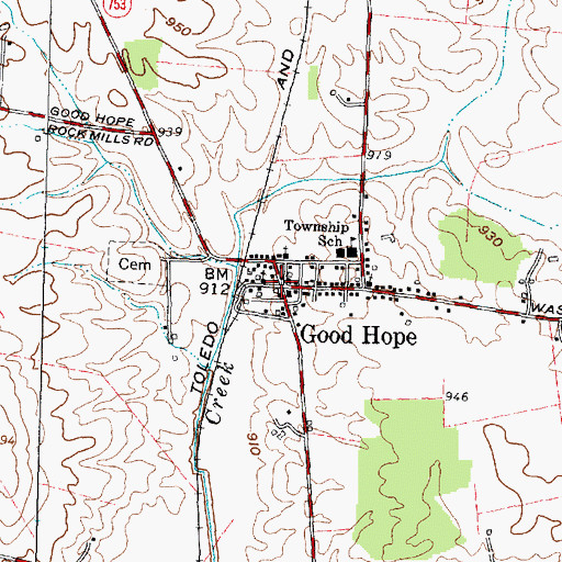 Topographic Map of Good Hope, OH
