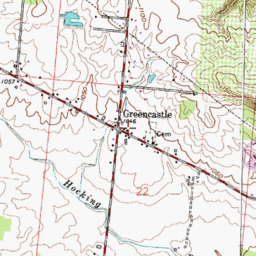 Topographic Map of Greencastle, OH