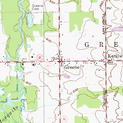 Topographic Map of Greene, OH