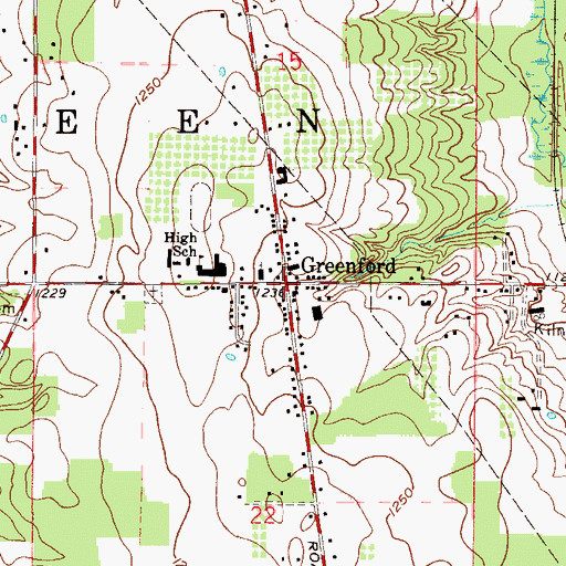 Topographic Map of Greenford, OH