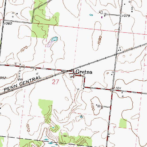 Topographic Map of Gretna, OH