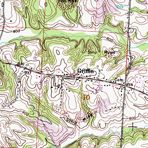 Topographic Map of Griffin, OH