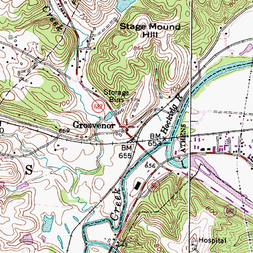 Topographic Map of Grosvenor, OH