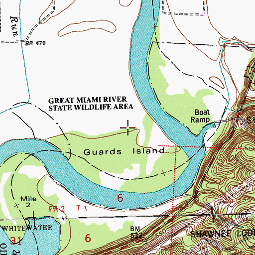Topographic Map of Guards Island, OH