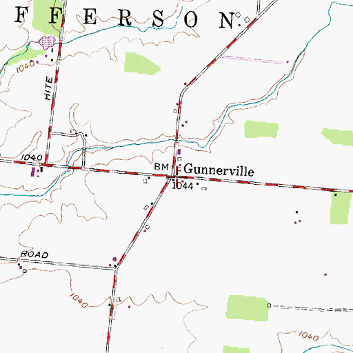 Topographic Map of Gunnerville, OH