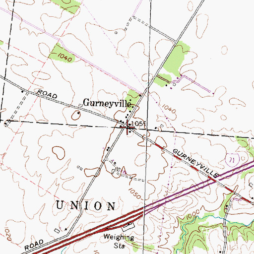 Topographic Map of Gurneyville, OH