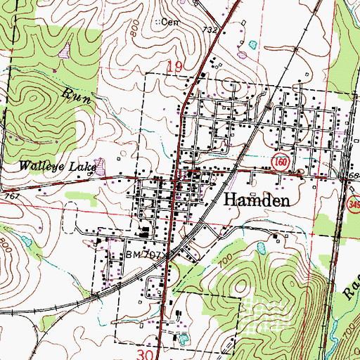 Topographic Map of Hamden, OH