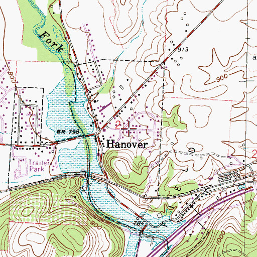 Topographic Map of Hanover, OH
