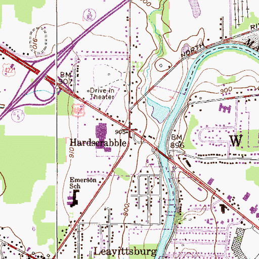Topographic Map of Hardscrabble, OH