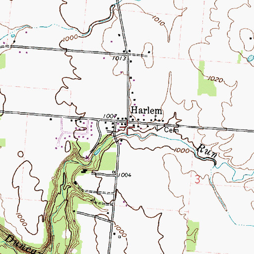 Topographic Map of Harlem, OH