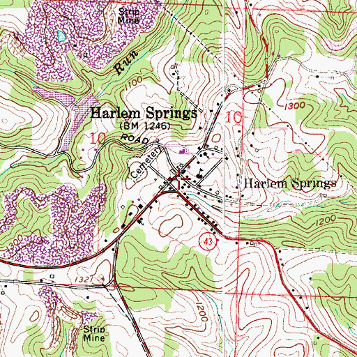 Topographic Map of Harlem Springs, OH