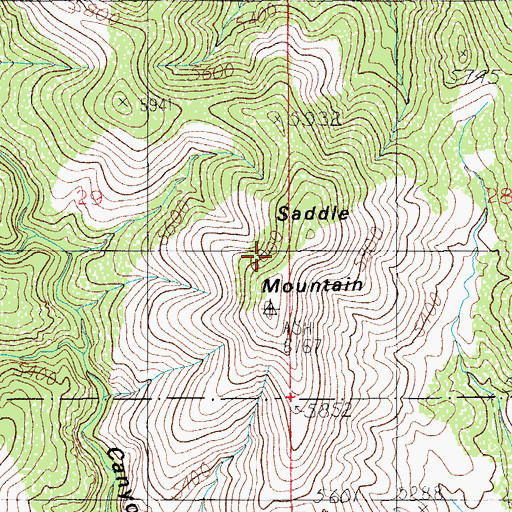 Topographic Map of Saddle Mountain, AZ