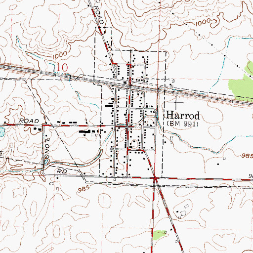 Topographic Map of Harrod, OH