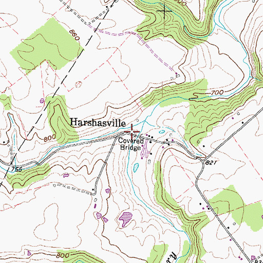 Topographic Map of Harshasville, OH