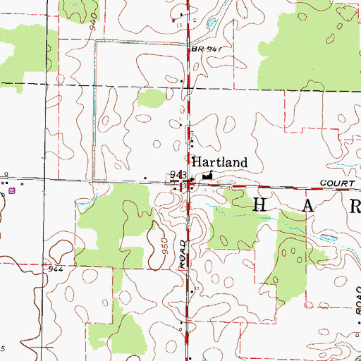 Topographic Map of Hartland, OH