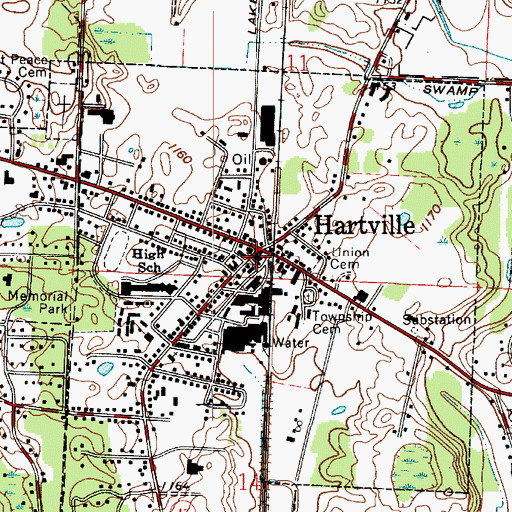 Topographic Map of Hartville, OH