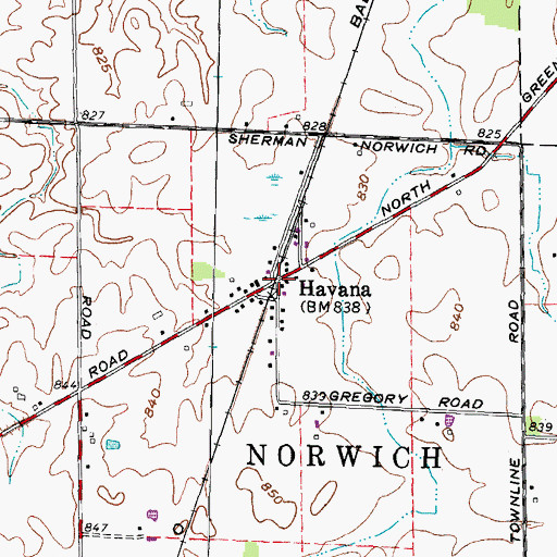 Topographic Map of Havana, OH