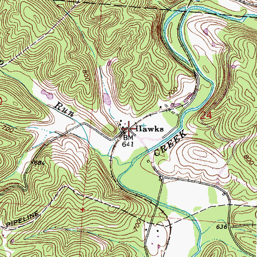 Topographic Map of Hawks, OH