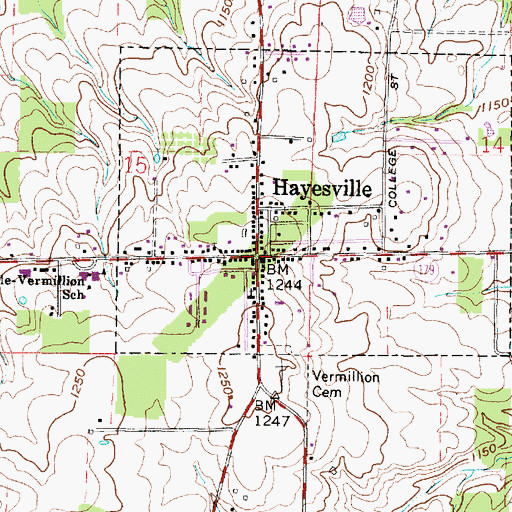 Topographic Map of Hayesville, OH