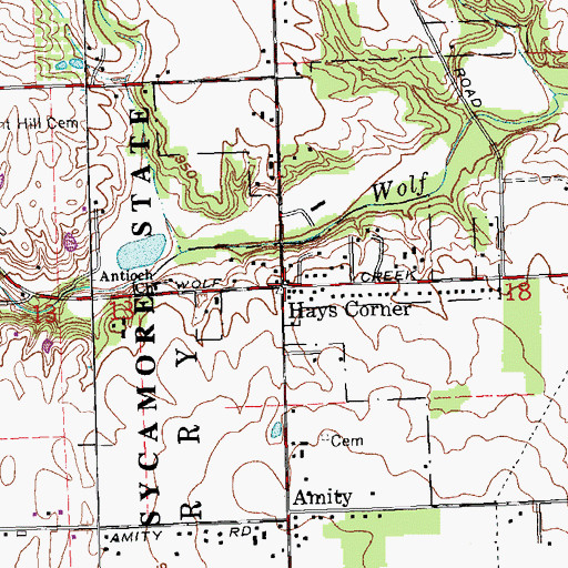 Topographic Map of Hays Corner, OH