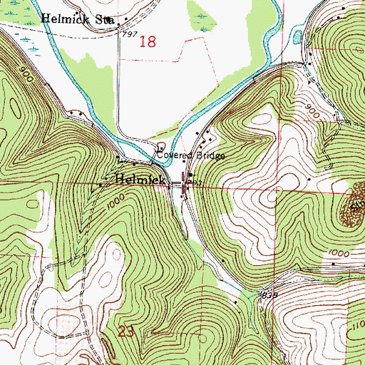 Topographic Map of Helmick, OH