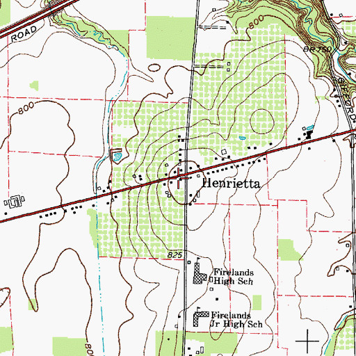 Topographic Map of Henrietta, OH