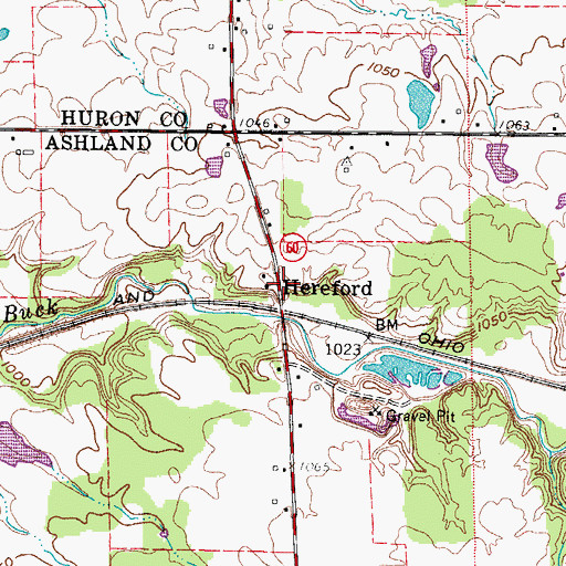 Topographic Map of Herefork, OH