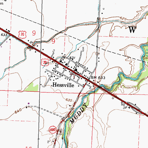 Topographic Map of Hessville, OH