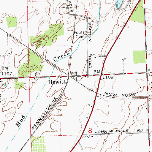 Topographic Map of Hewitt, OH
