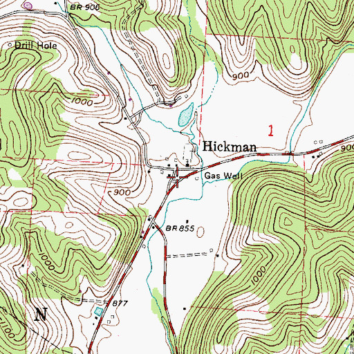 Topographic Map of Hickman, OH