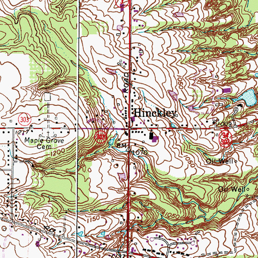 Topographic Map of Hinckley, OH