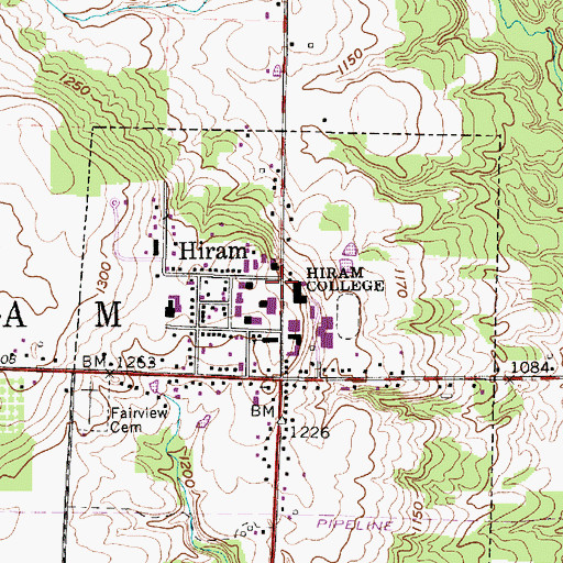 Topographic Map of Hiram, OH