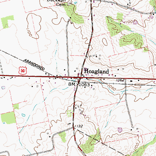 Topographic Map of Hoagland, OH