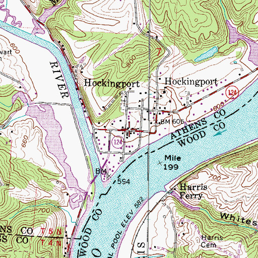 Topographic Map of Hockingport, OH