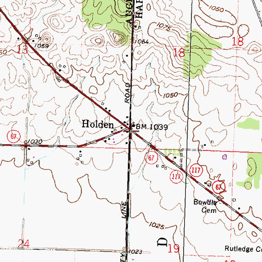 Topographic Map of Holden, OH