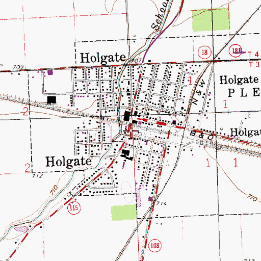 Topographic Map of Holgate, OH