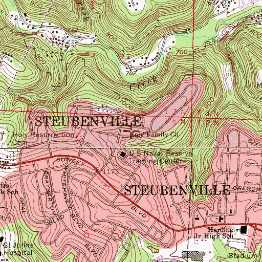 Topographic Map of Holy Family Church, OH
