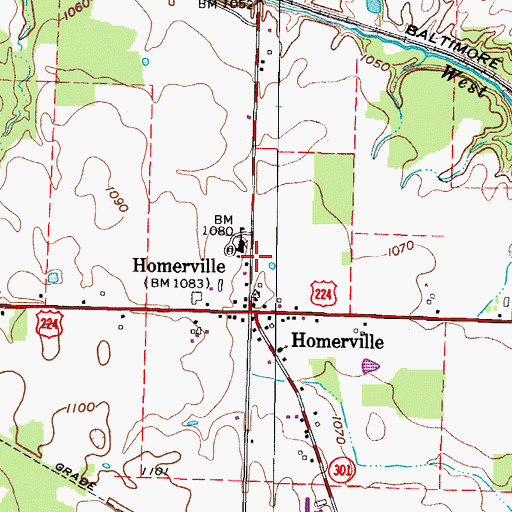 Topographic Map of Homerville, OH