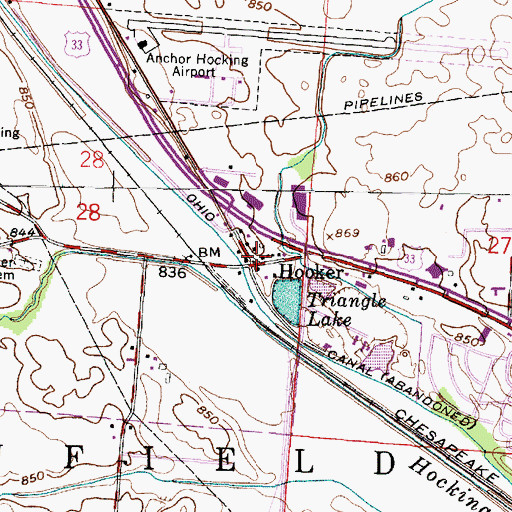 Topographic Map of Hooker, OH