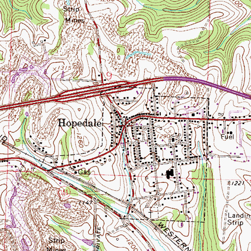 Topographic Map of Hopedale, OH