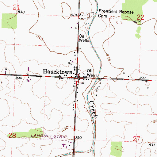 Topographic Map of Houcktown, OH