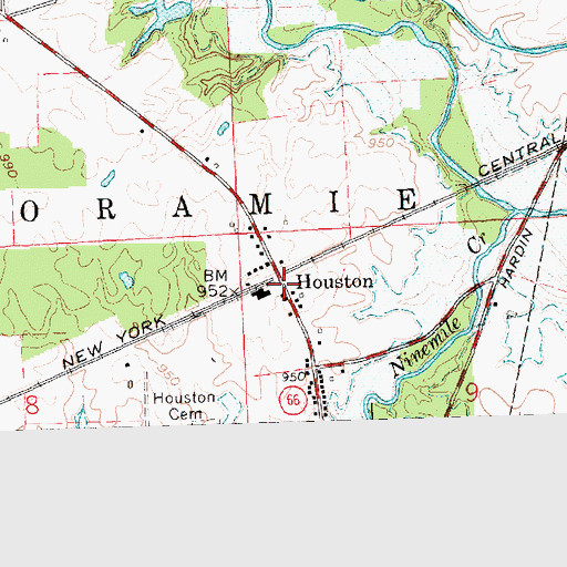 Topographic Map of Houston, OH