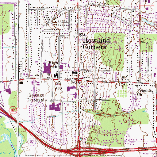 Topographic Map of Howland Corners, OH