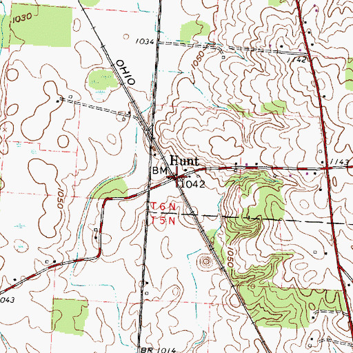 Topographic Map of Hunt, OH